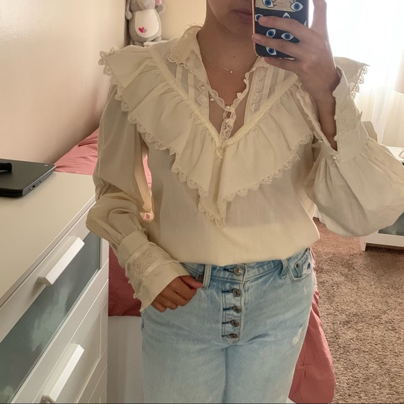 VINTAGE 70s GUNNE SAX PEASANT BLOUSE - Picture 3 of 8